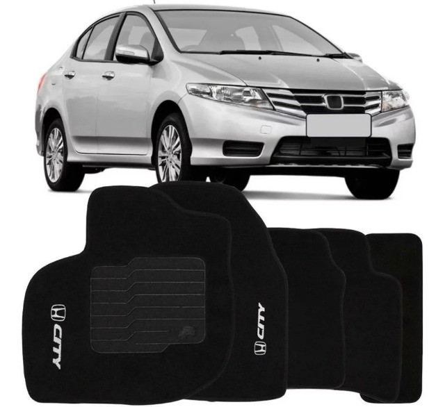Jogo De Tapete Carpete Honda City 2015 à 2020 - 5 ou 3 Pçs Preto