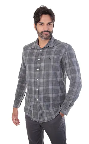 Camisa Slim Fit Xadrez Tecido Tricoline