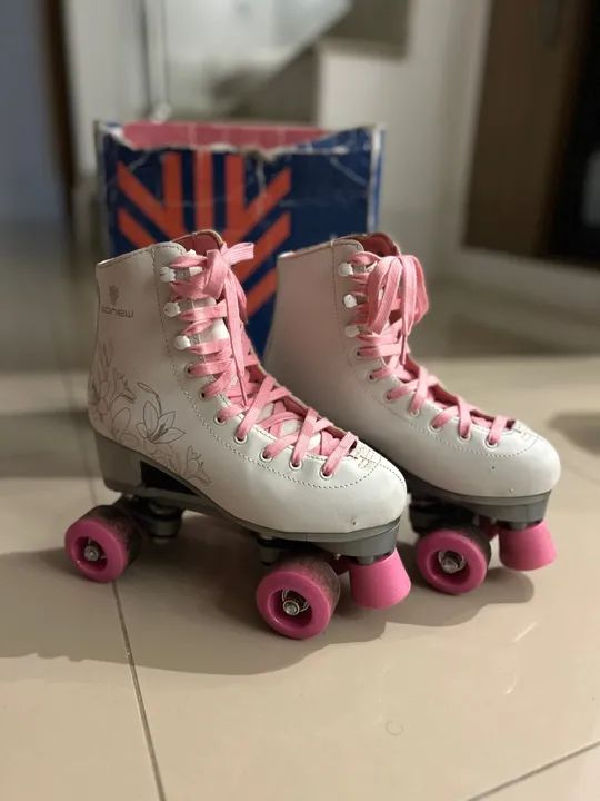 Patins GONEW rosa e branco (36) - Foto 2