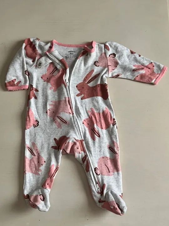 macacao Caters estampa coelhinho 0 a 3 meses  - Foto 3