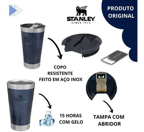Copo Stainlss Steel Beer Pint  473ml - Foto 2
