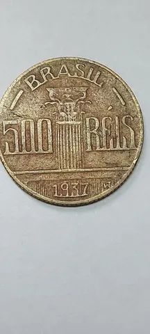 Lote Com 2 Moedas Antigas De 500 Réis (1937 e 1939) Muito Bem Conservadas