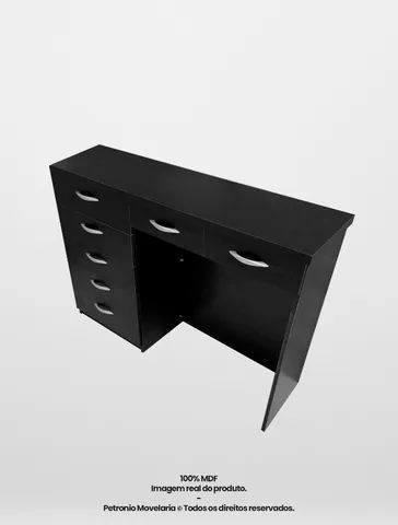 mesa reta preta com gavetas 150 - Foto 2