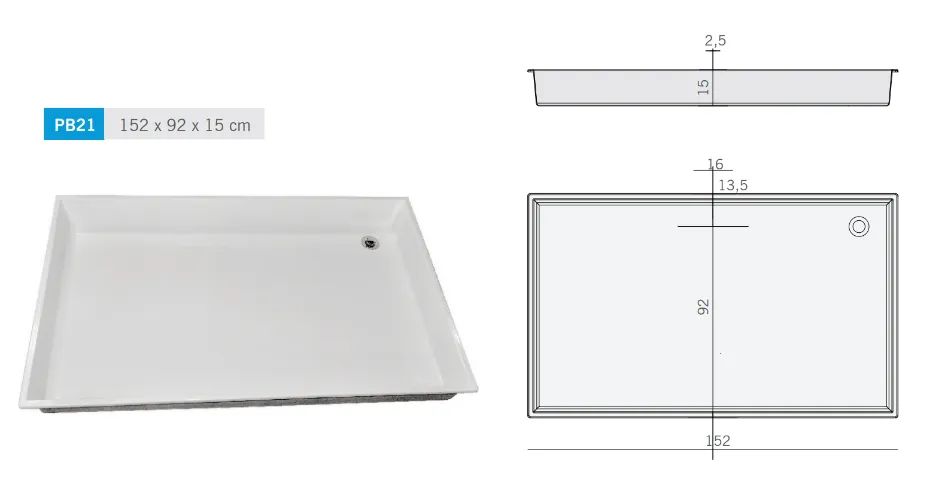 Piso Box Astra 1520x920x150mm novo sem uso com ralo Branco 1,52m x 92cm x 15cm