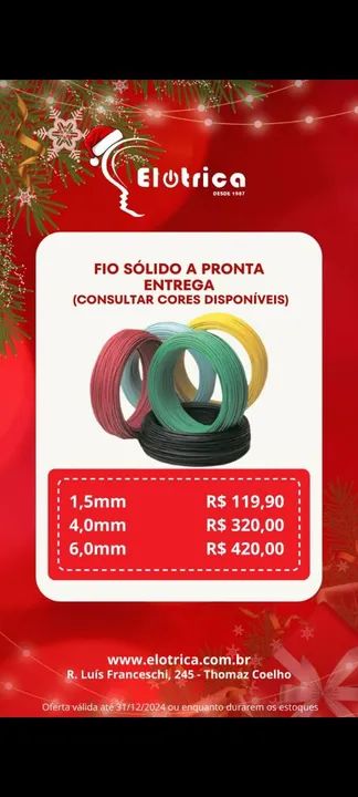 Fio sólido 1,5mm rigido