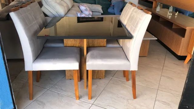 Mesa Los Angeles 90x90 com 4 cad. madeira maciça - Foto 4
