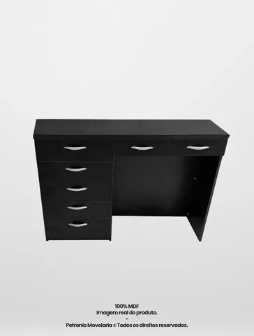mesa reta preta com gavetas 150