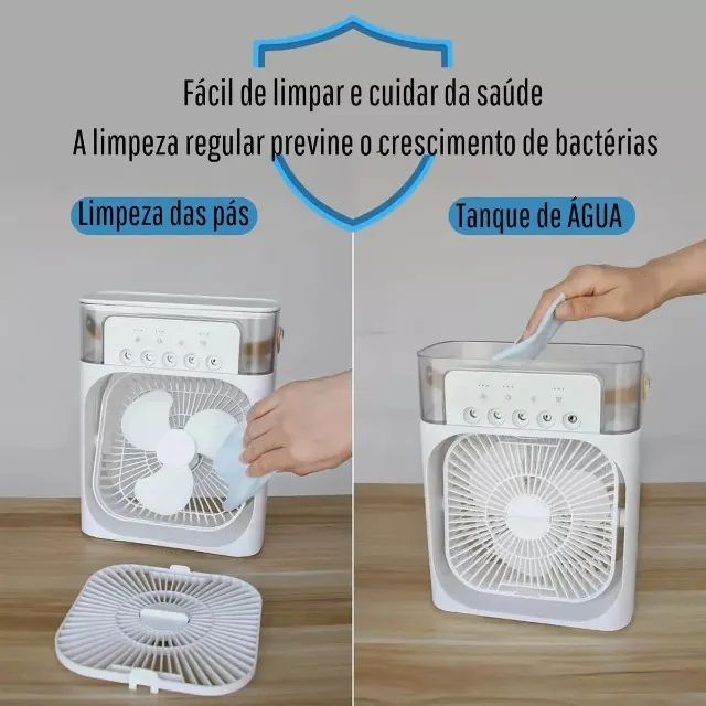 Ventilador Umidificador Climatizador Portátil Ar Água Led Usb De Mesa - Foto 5