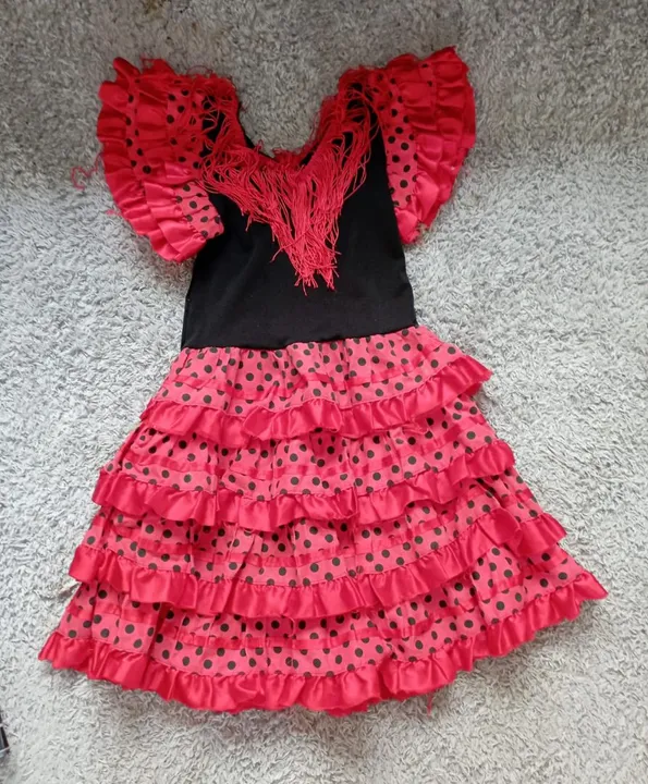 Vestido Flamenca ou Espanhola Infantil Vermelho com Bolinhas