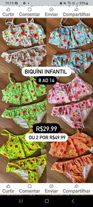 Biquinis infantis tam 8 a 14