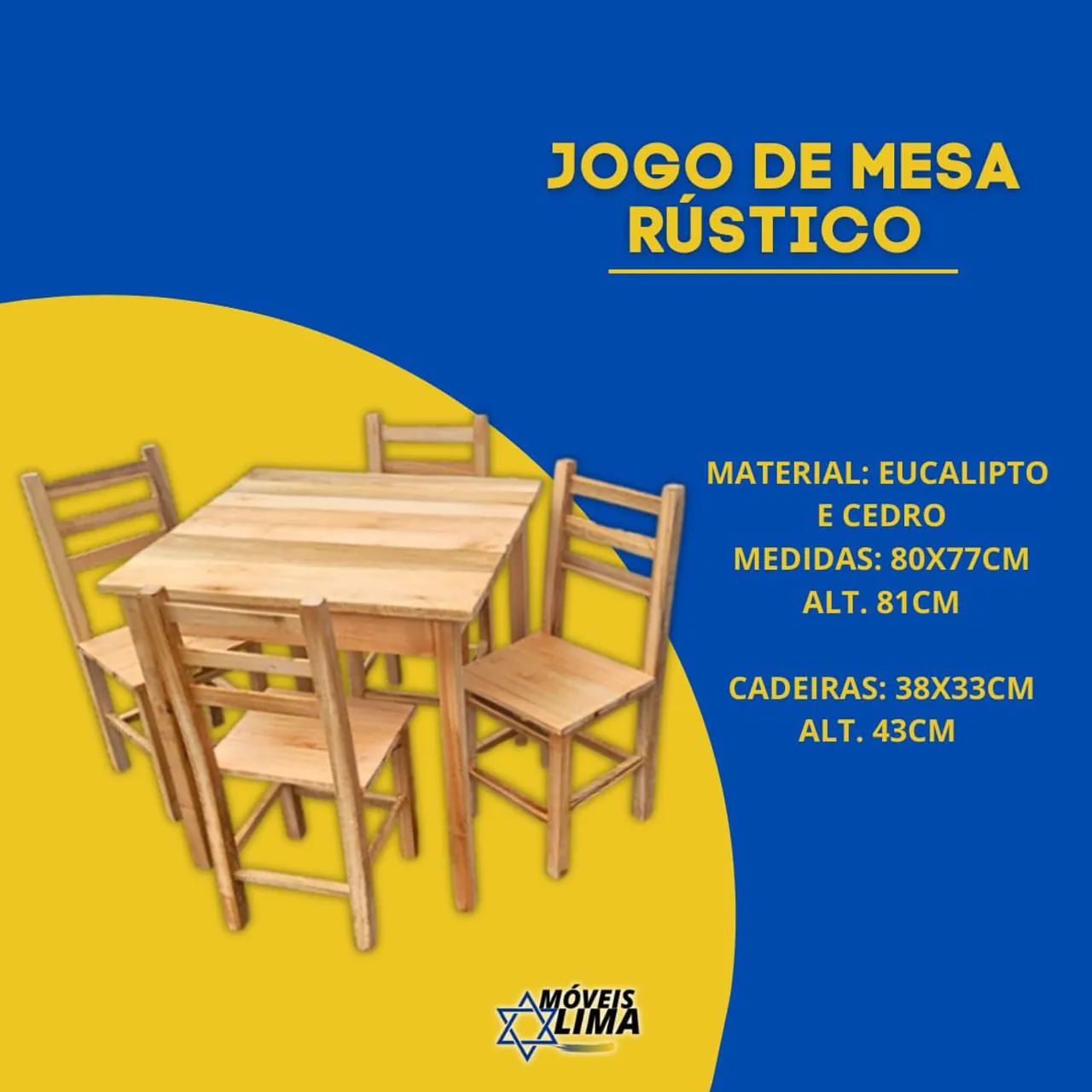 Jogo de Mesa rústico novo (OBS:Leia a descrição)