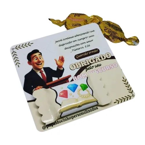 10 Cards + bala personalizada Orador e esposa, lembrancinha JW, mimo - Foto 3
