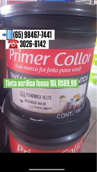 Tinta Acrílica branco neve 16l na Cuiabá tintas 