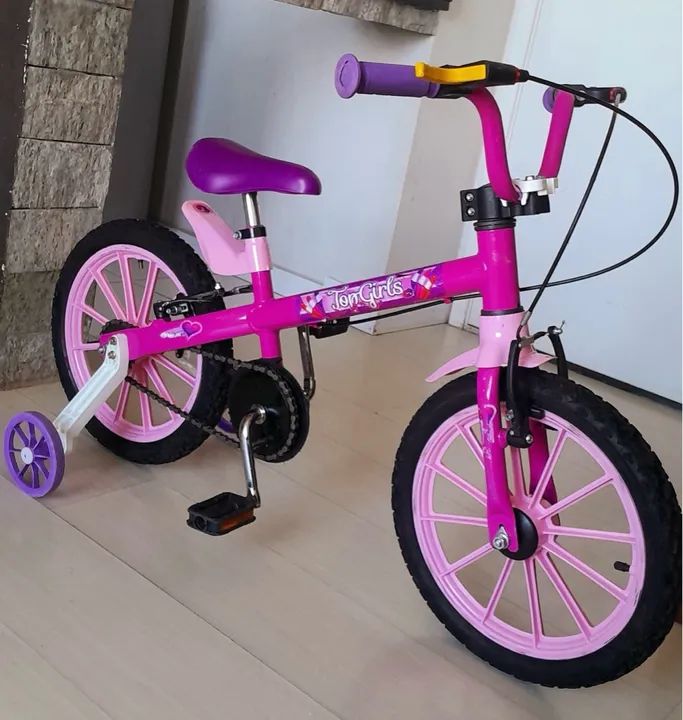 Bicicleta Infantil Rosa aro 16 - Sem Marcha