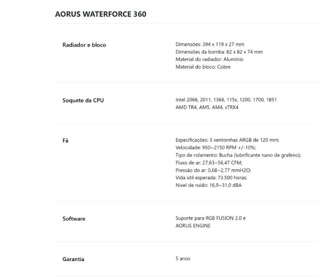Watercooler AORUS Waterforce 360mm - Foto 6