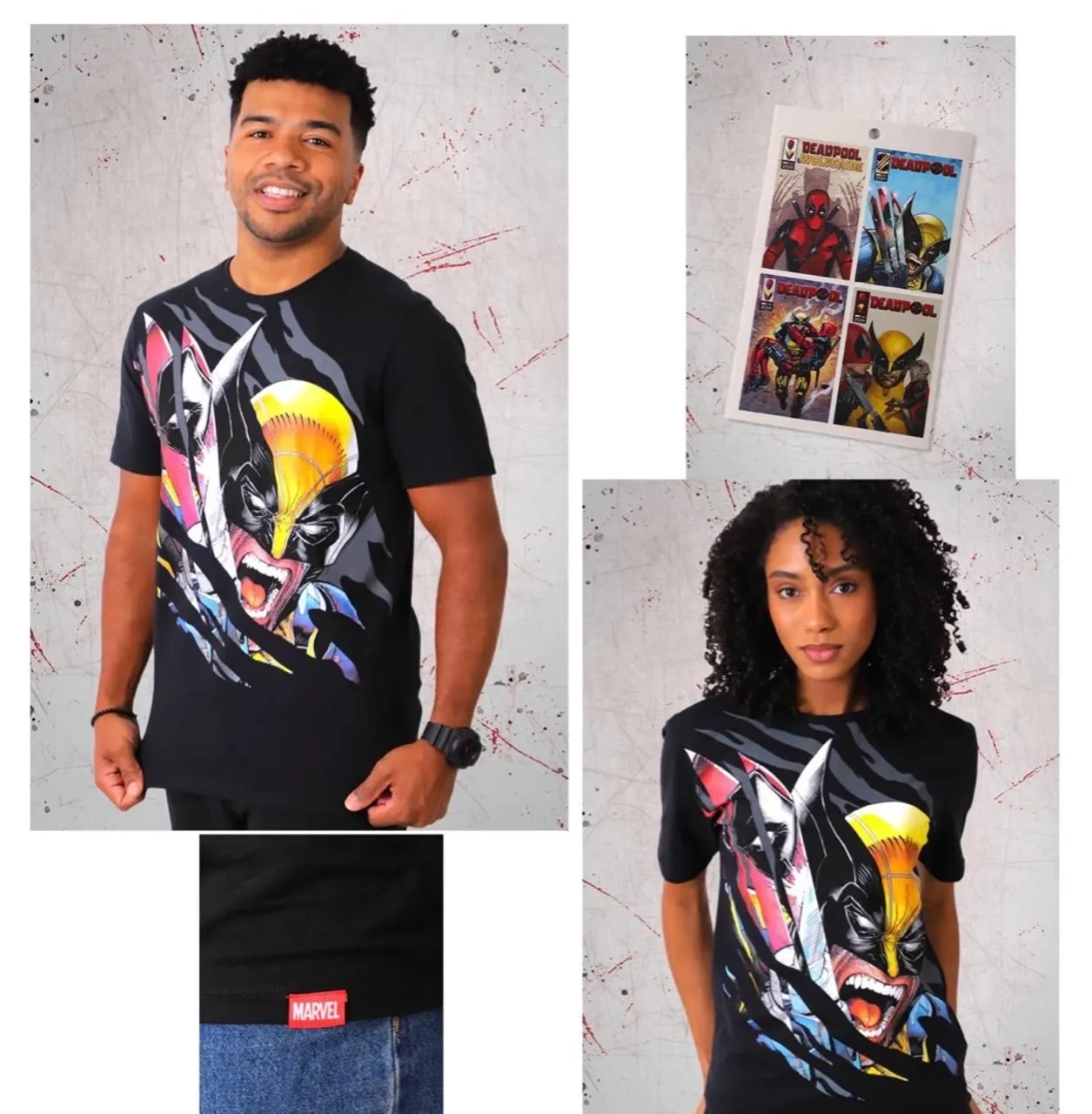 Camisetas PITICAS Deadpool e Wolverine X-men Marvel