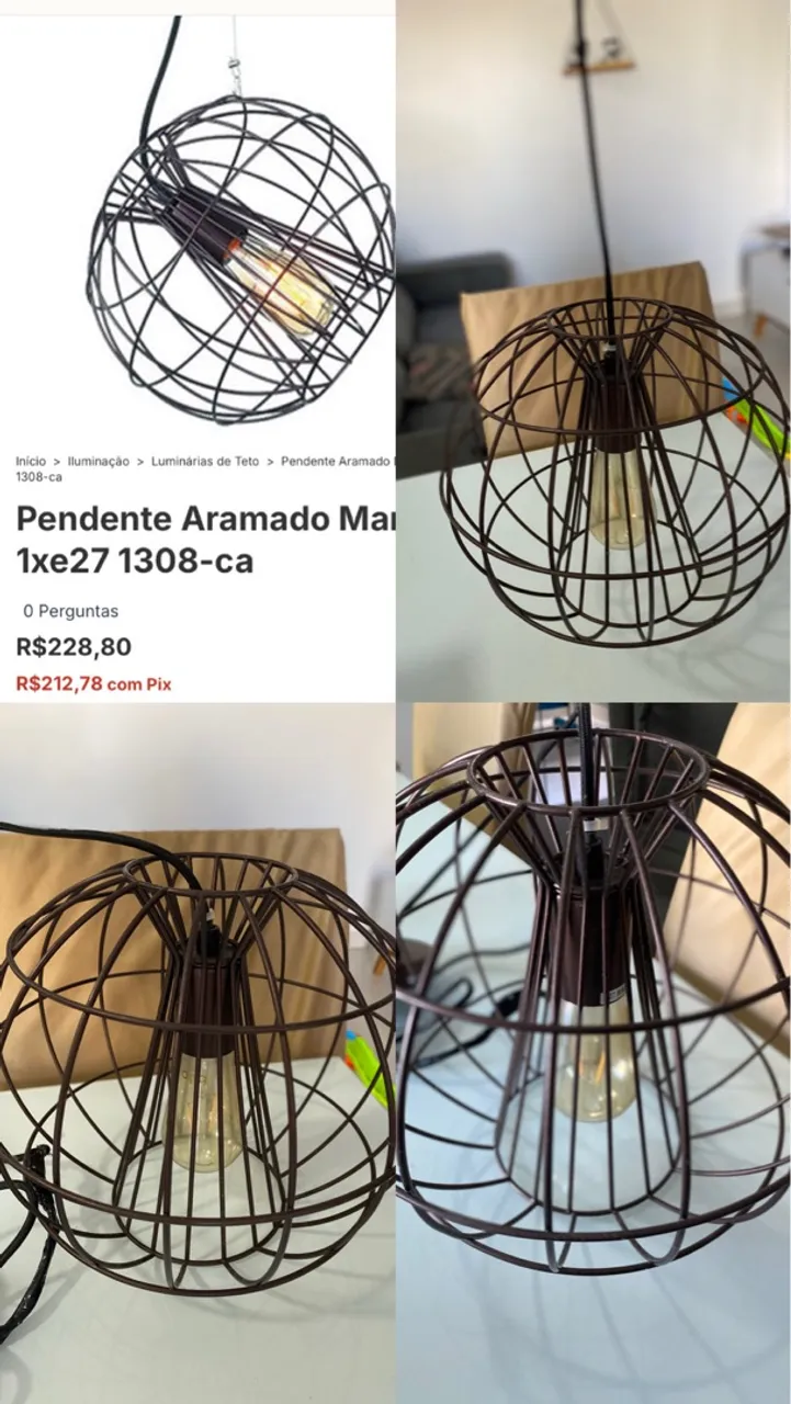 Pendente Aramado com lâmpada 