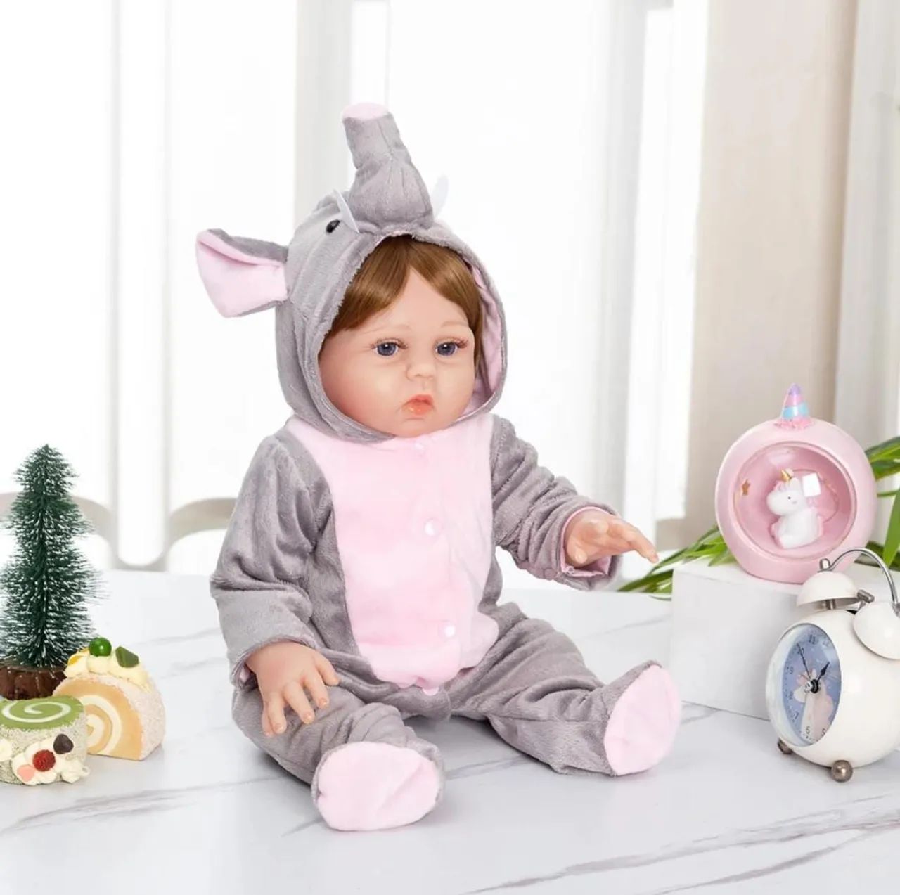 Boneca Reborn Bebê Realista Roupa Elefante