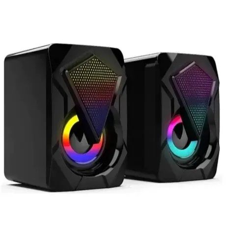 Caixa de som Pc Gamer Com Luz RGB Estéreo 2.0 Para PC Notebook Tv 