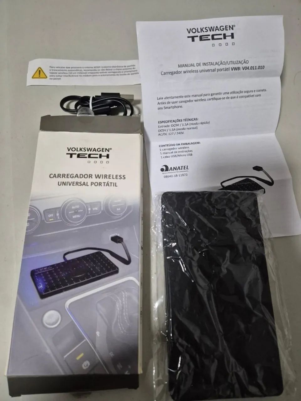 Carregador Por Indução Original Volkswagem Tech Wireless Charger - t-cross nivus polo gol - Foto 3