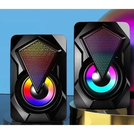 Caixa de som Pc Gamer Com Luz RGB Estéreo 2.0 Para PC Notebook Tv  - Foto 2