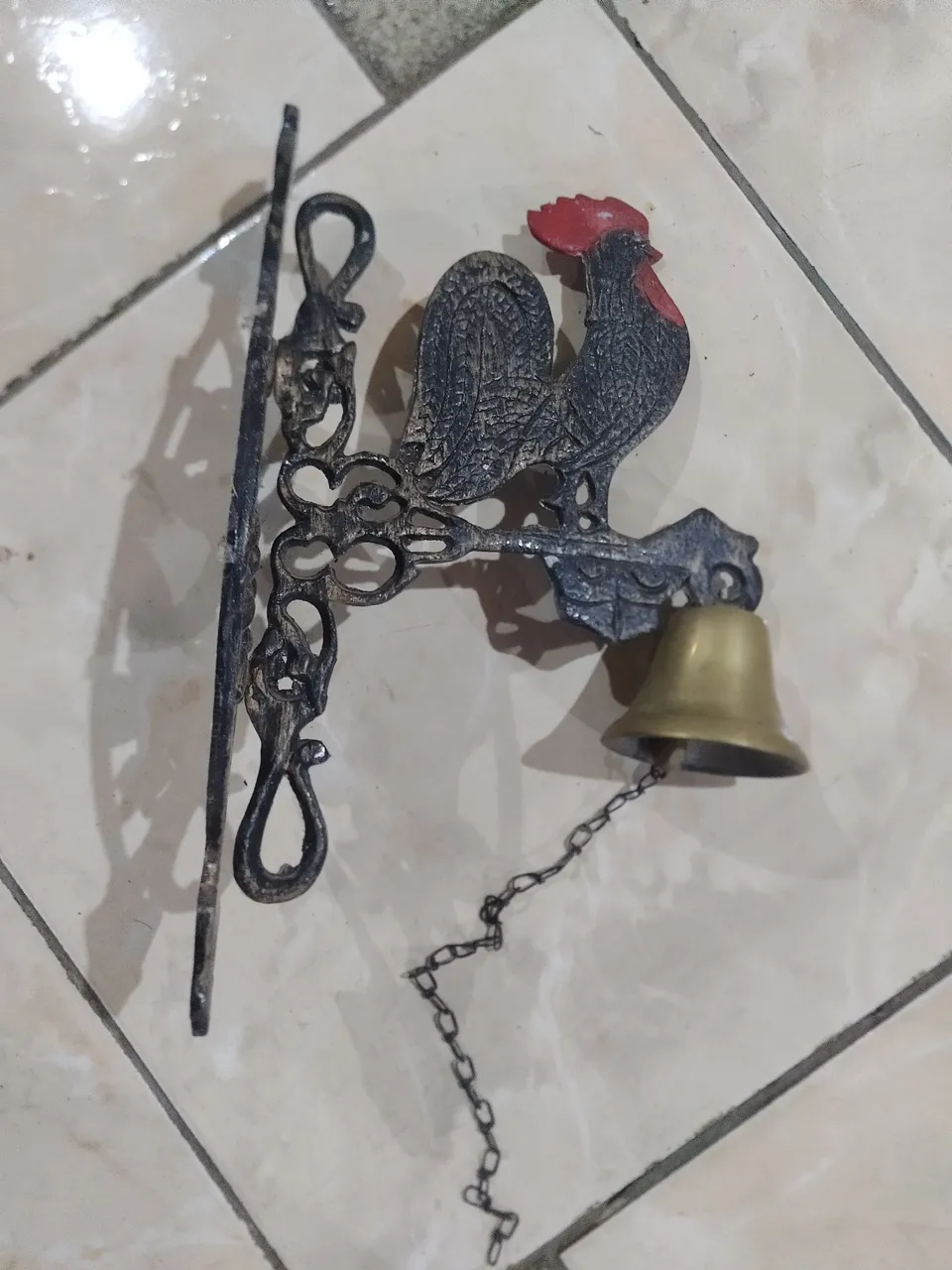 Sino de Porta Decorativo Galo em Ferro