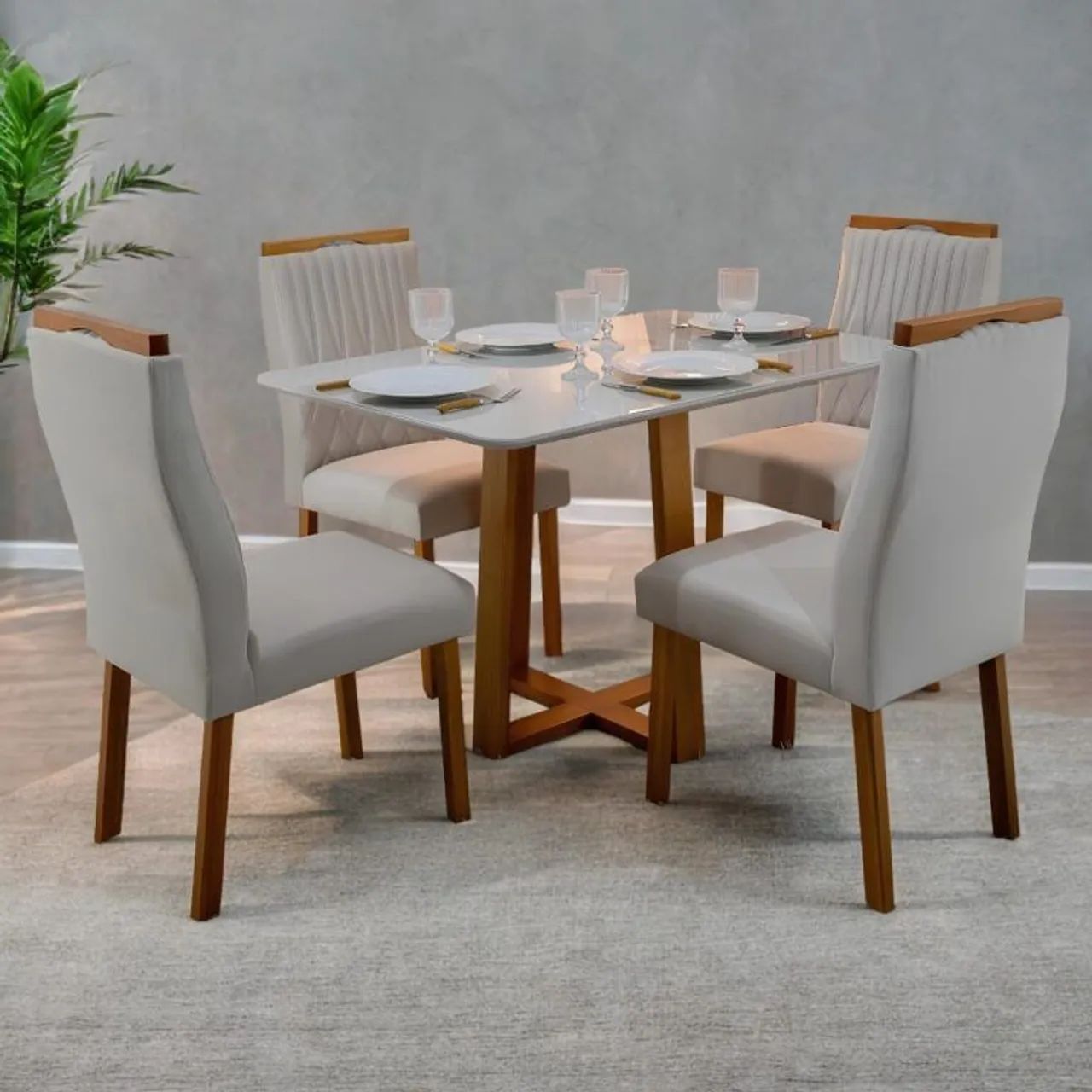 Mesa de Jantar Pedro com 4 cadeiras Gênova  - Entrega Rápida  - Foto 2