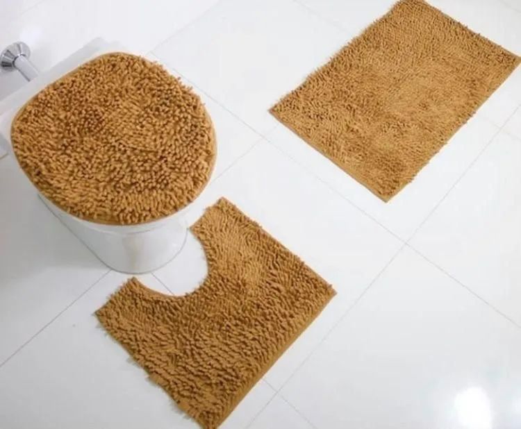 Kit Tapete Banheiro 3 Peças Azul - Macio e Absorvente - Foto 2