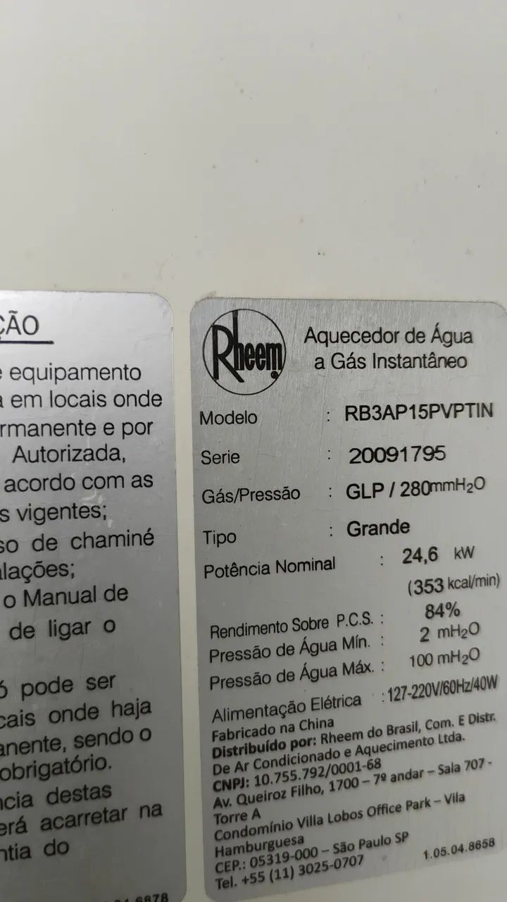 Aquecedor Rheem 15litros  - Foto 5