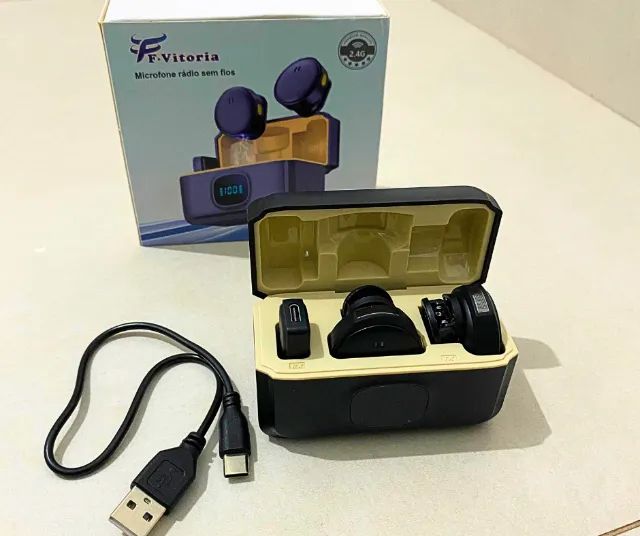 Microfone de Lapela Sem Fio Duplo F.Vitoria 2.4G - Foto 5