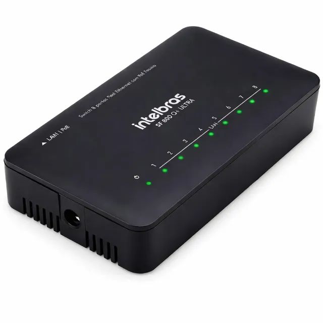 Switch 8 Portas Intelbras SF 800 Q+ Fast Ethernet com PoE Passivo e QoS