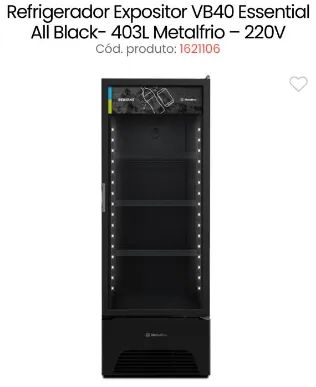 REFRIGERADOR EXPOSITOR VB40 ESSENTIAL ALL BLACK - 403 METALFRIO - 220V