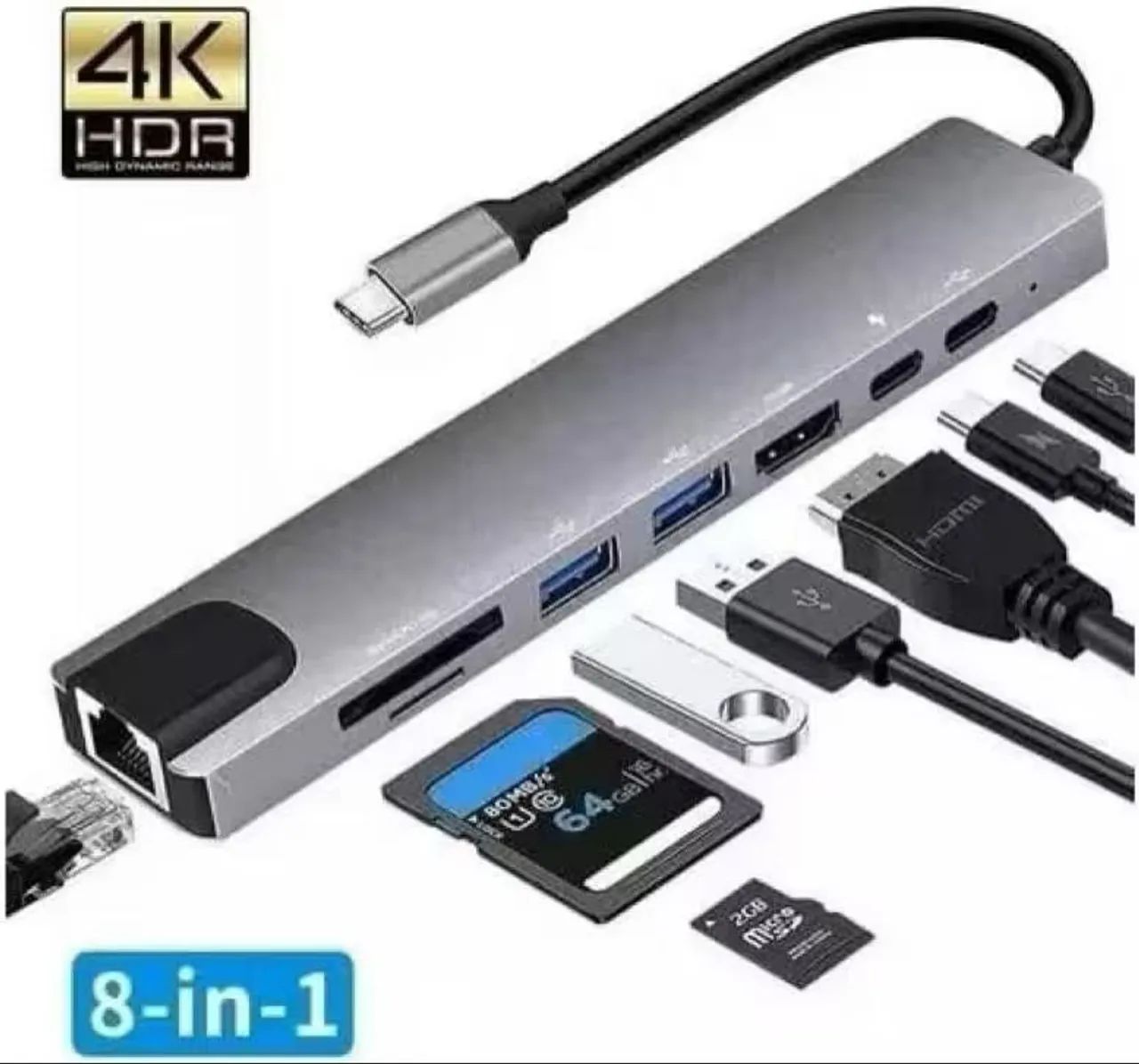 Hub 8 in 1 USB e Tipo C 