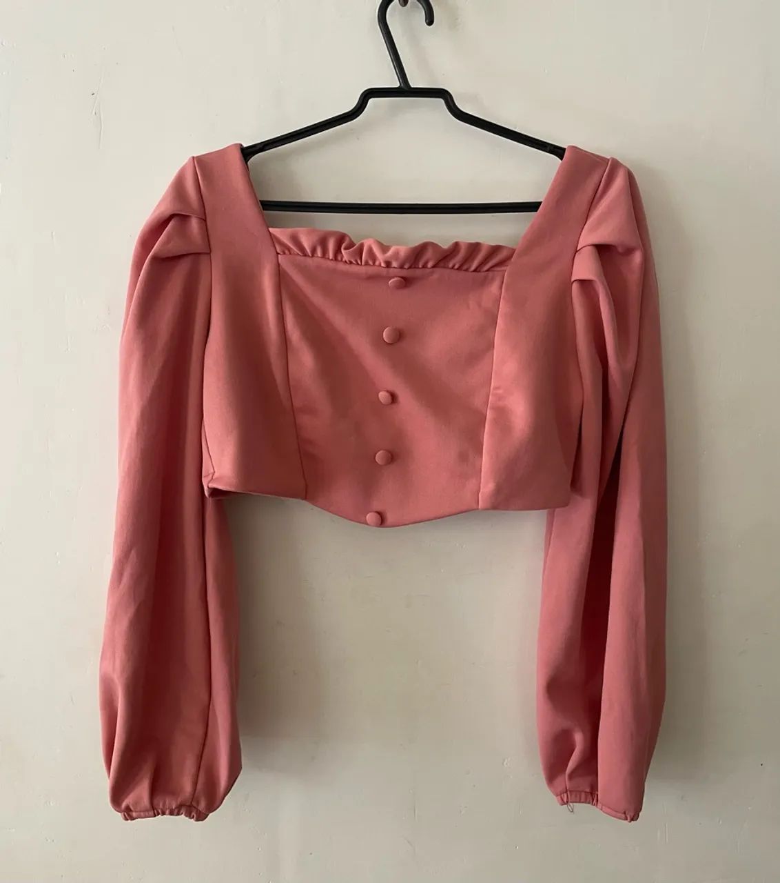 Blusa Rosa Manga Longa