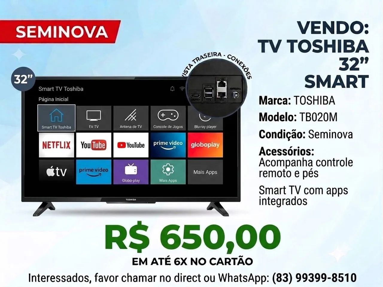 TV Toshiba 32" Smart