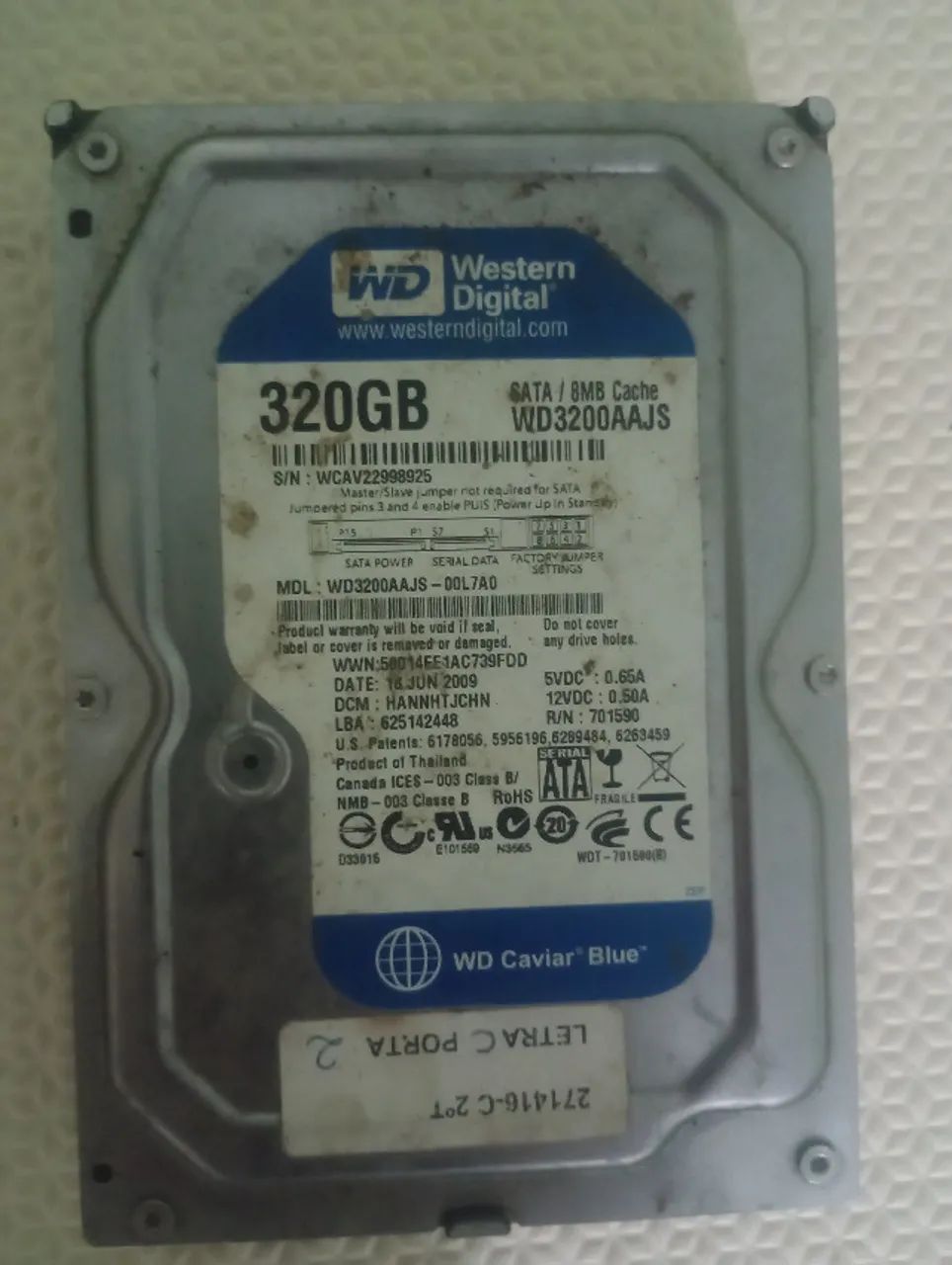 HD Western Digital 320GB SATA Funcionando
