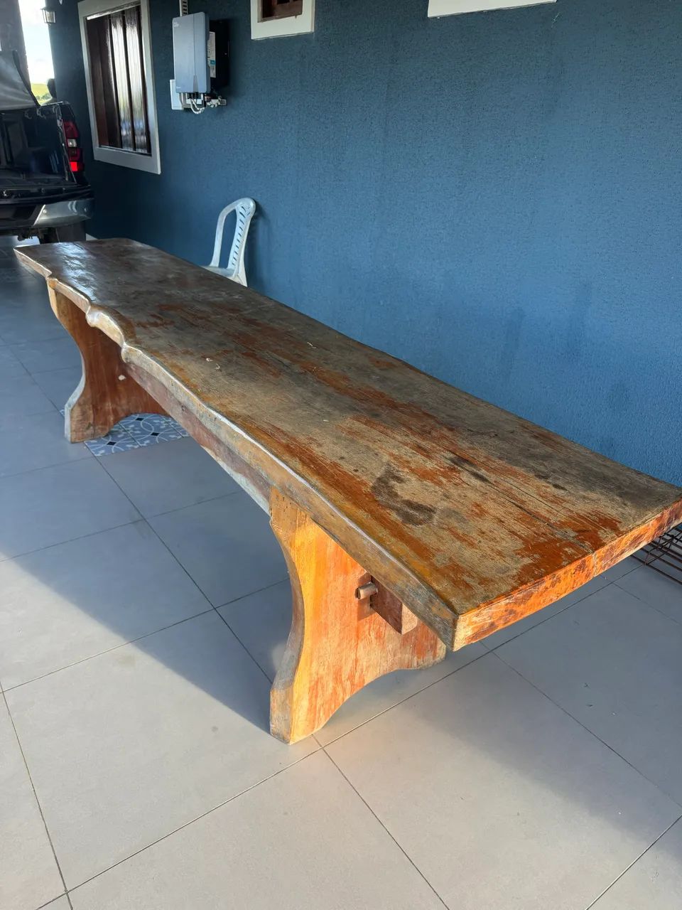 Mesa Rústica de Madeira Jaqueira Maciça - 2,95 Metros