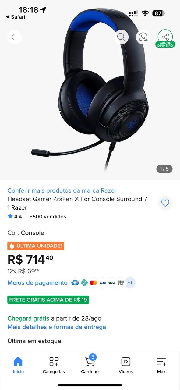 Razer Kraken X Semi-Novo - Foto 5