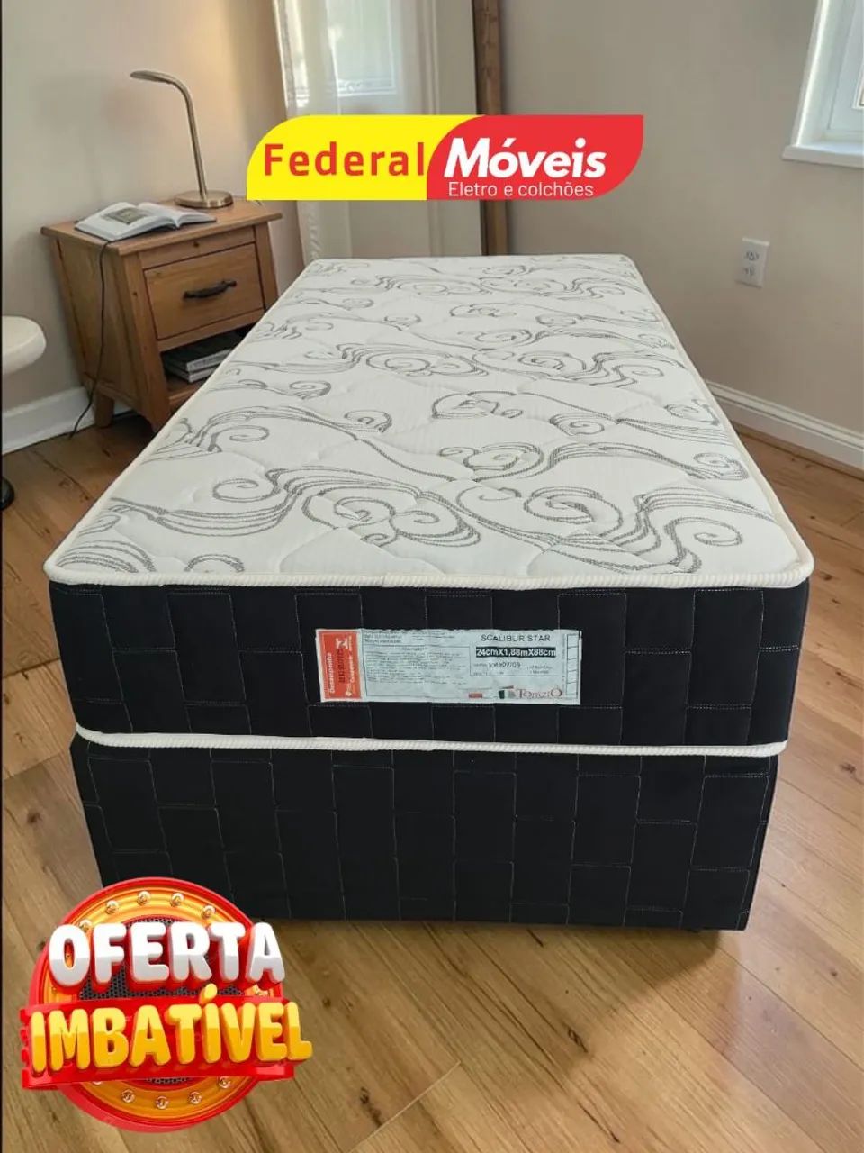 Cama Box para Solteiro Base e Colchão 88cm Mega Oferta - Temos Crediário 
