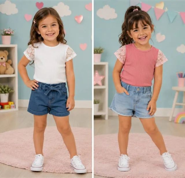 BLUSINHA INFANTIL CANELADA COM MANGA  RENDA - Foto 2