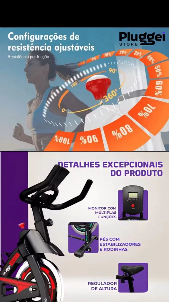 bicicleta spinning ergométrica mecânica com monitor suporta até 150kg - pluggei select  - Foto 3