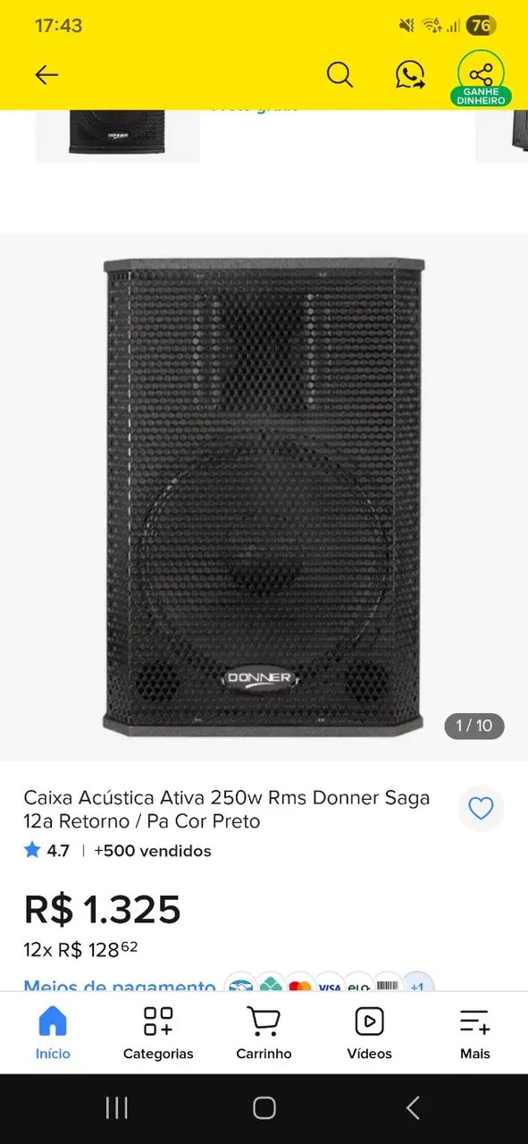 Caixa Acústica Ativa Donner - Equipamentos e Acessórios de Som