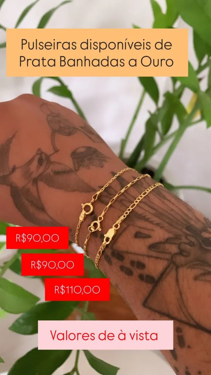 Pulseiras de Prata Banhadas a Ouro