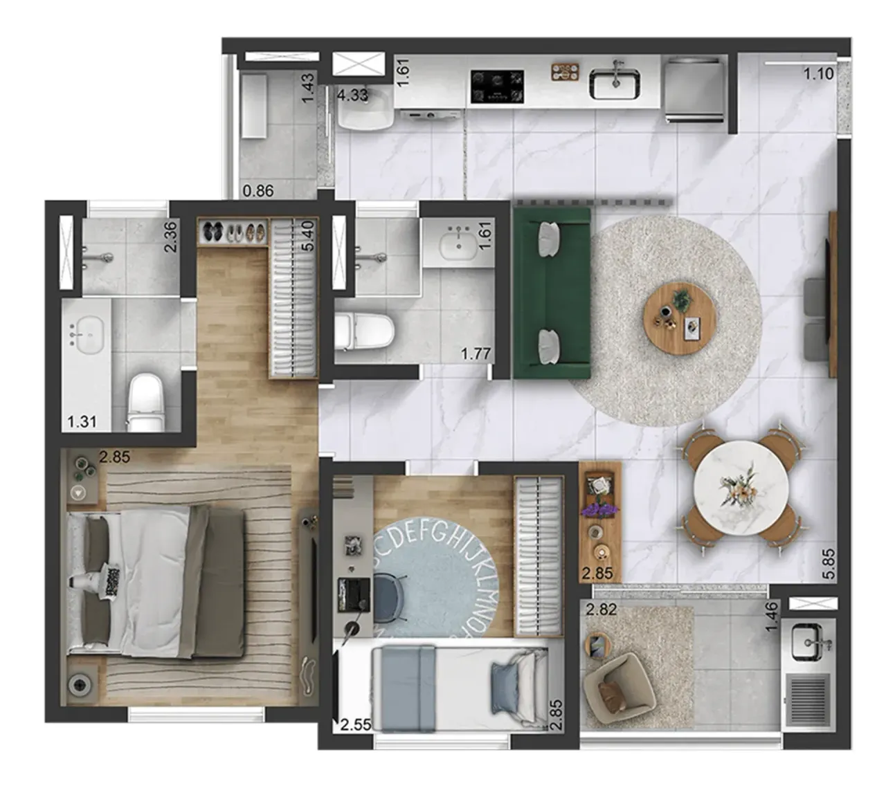 PLANTA 66m²