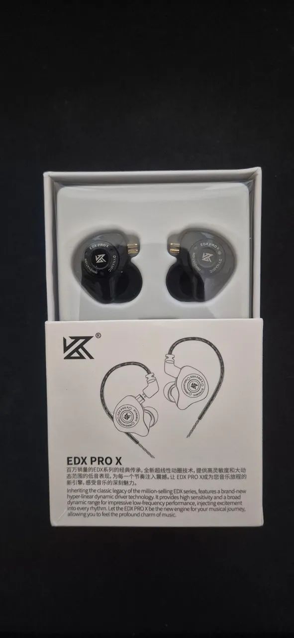 Fone KZ EDX Pro X preto com Microfone