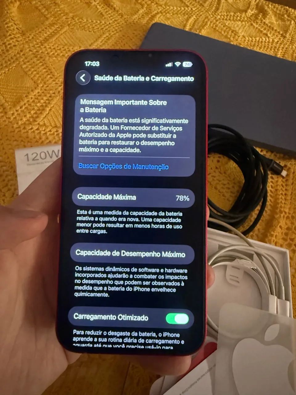 Iphone 13 vermelho 128gb Com caixa e acessorios 78% + Brinde - Foto 4