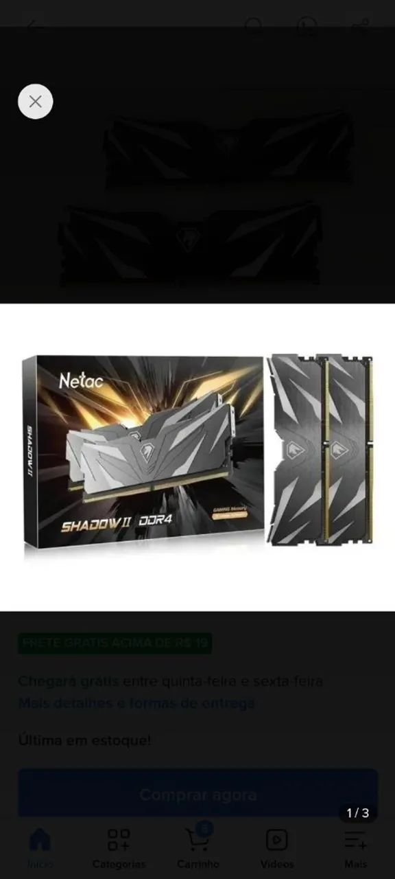 Memória ram Netac (shadow ll)