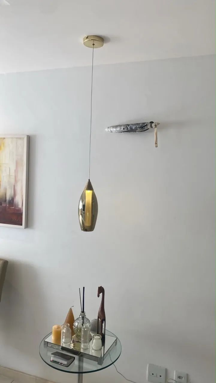 Luminária pendente cilíndrica em vidro - Foto 3
