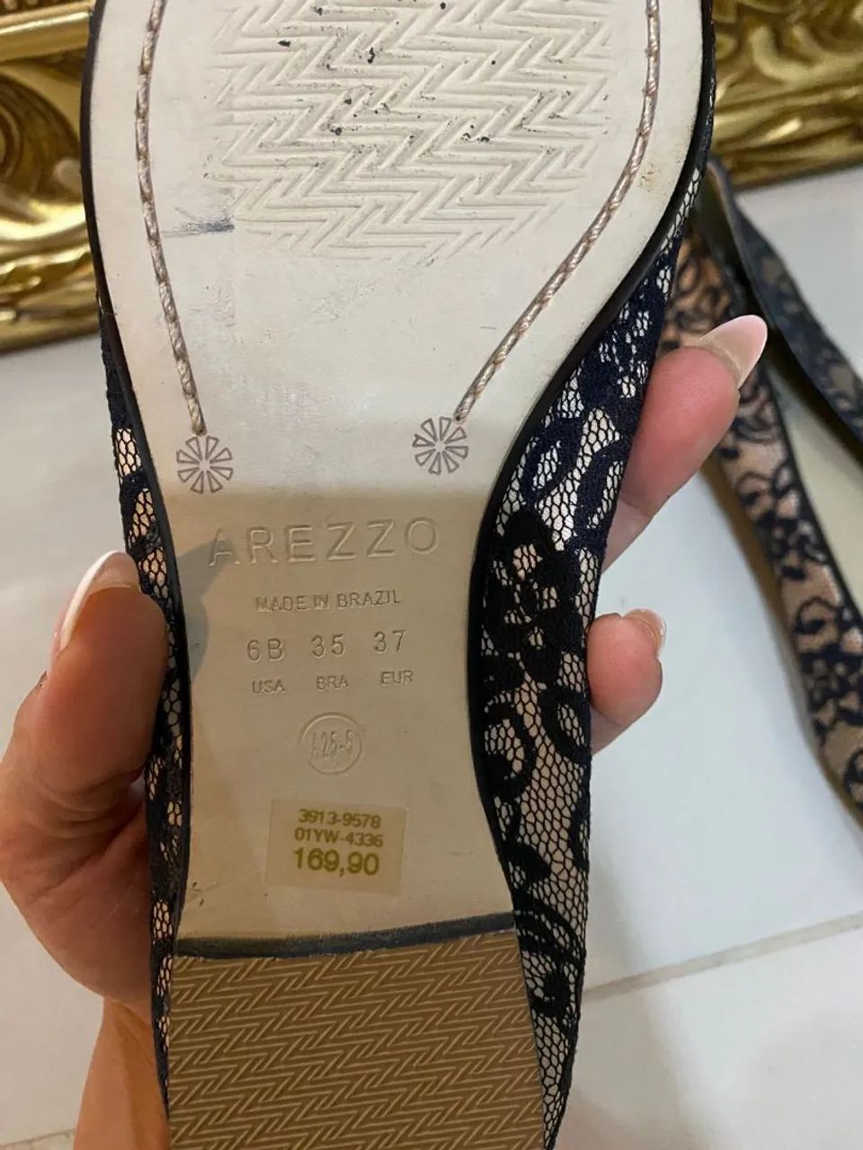 Sapatilha renda arezzo nova renda preta com pérolas  - Foto 3