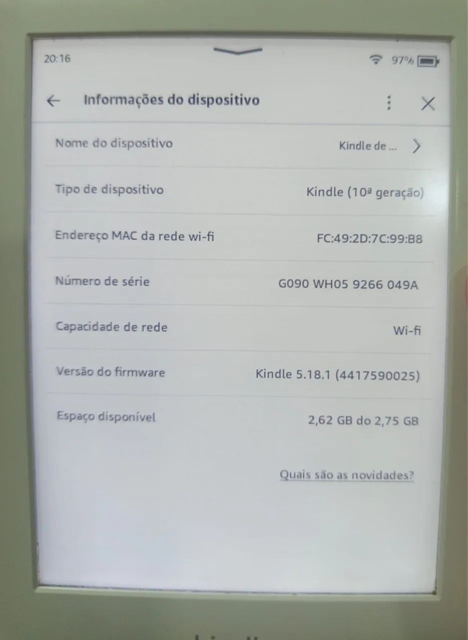 Vendo esse belo Kindle de 10a geração com 2.75 GB de espaço interno  - Foto 4